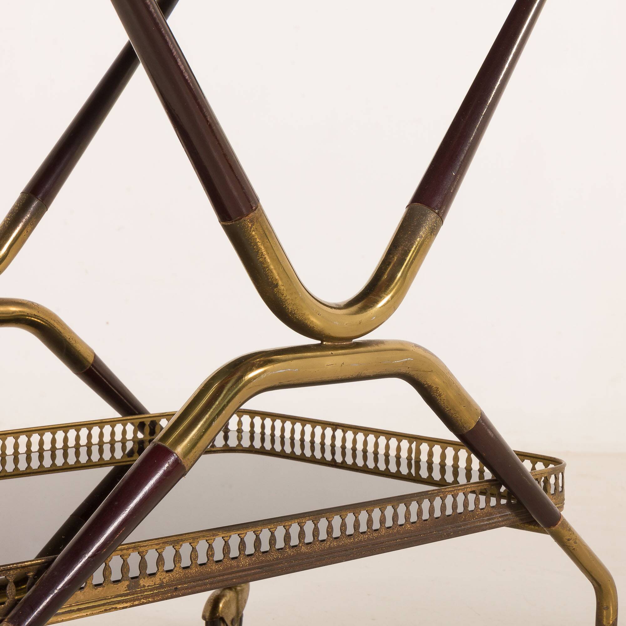 Italian mid century brass bar cart, serving trolley, 1960s