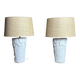Lampes (lot de 2) vintage 80'S en plâtre et abat jour rotin