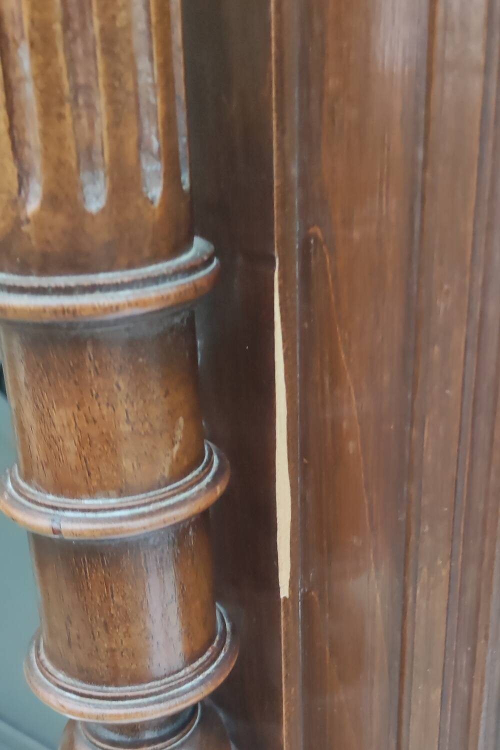 Old large carved wooden mirror