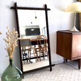 Miroir ancien bois façon bambou - 109x57cm