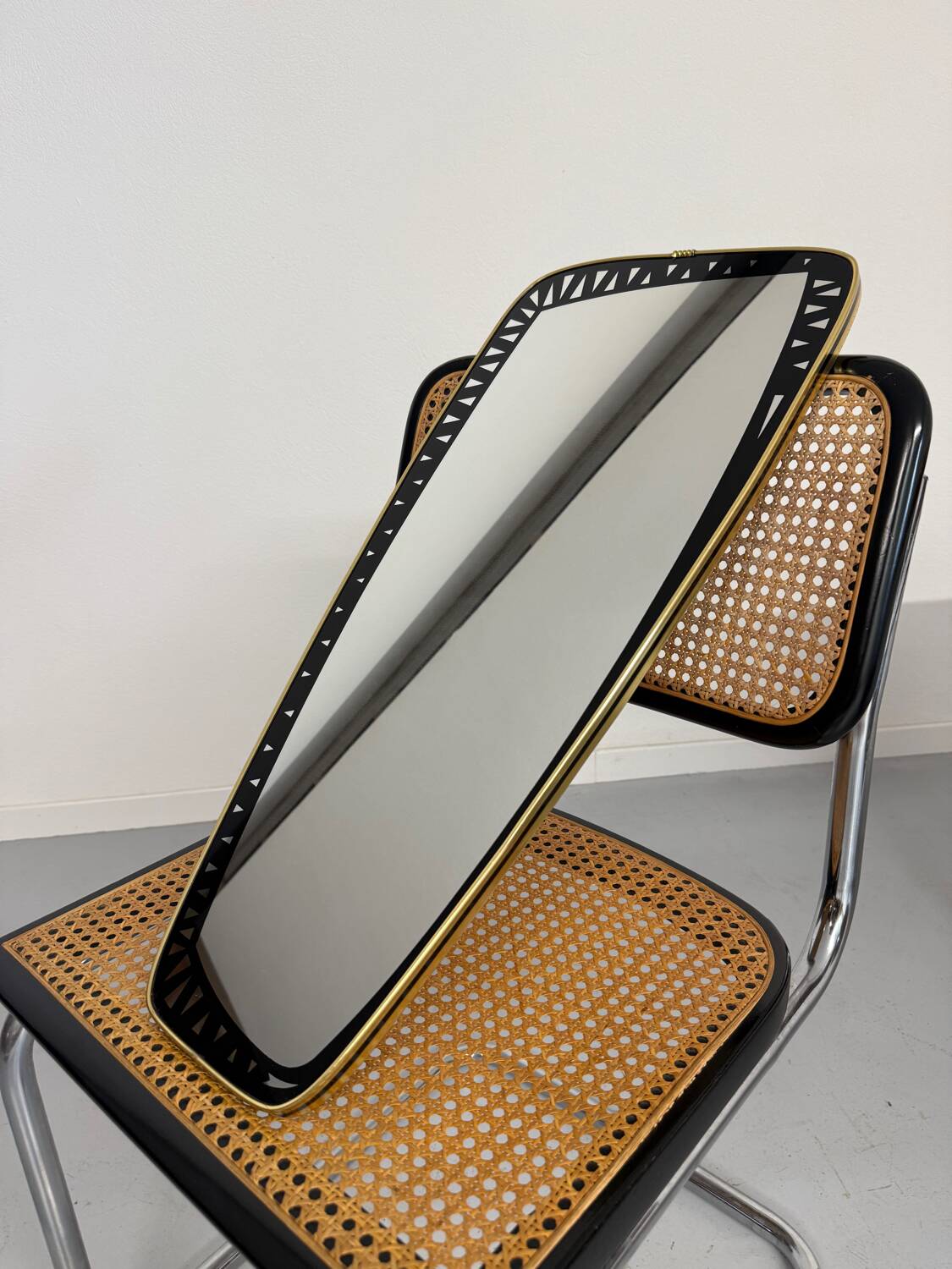Antique asymmetrical mirror, Italian design by Dorian Tacchini, 1960s