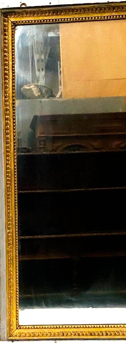 Louis XVI style mirror in wood and gilded stucco 19th century Mantel trumeau
