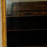 Miroir de style Louis XVI en bois et stuc doré XIX siècle Trumeau de cheminée