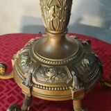 lampe ancienne bronze massif et abat jour verre