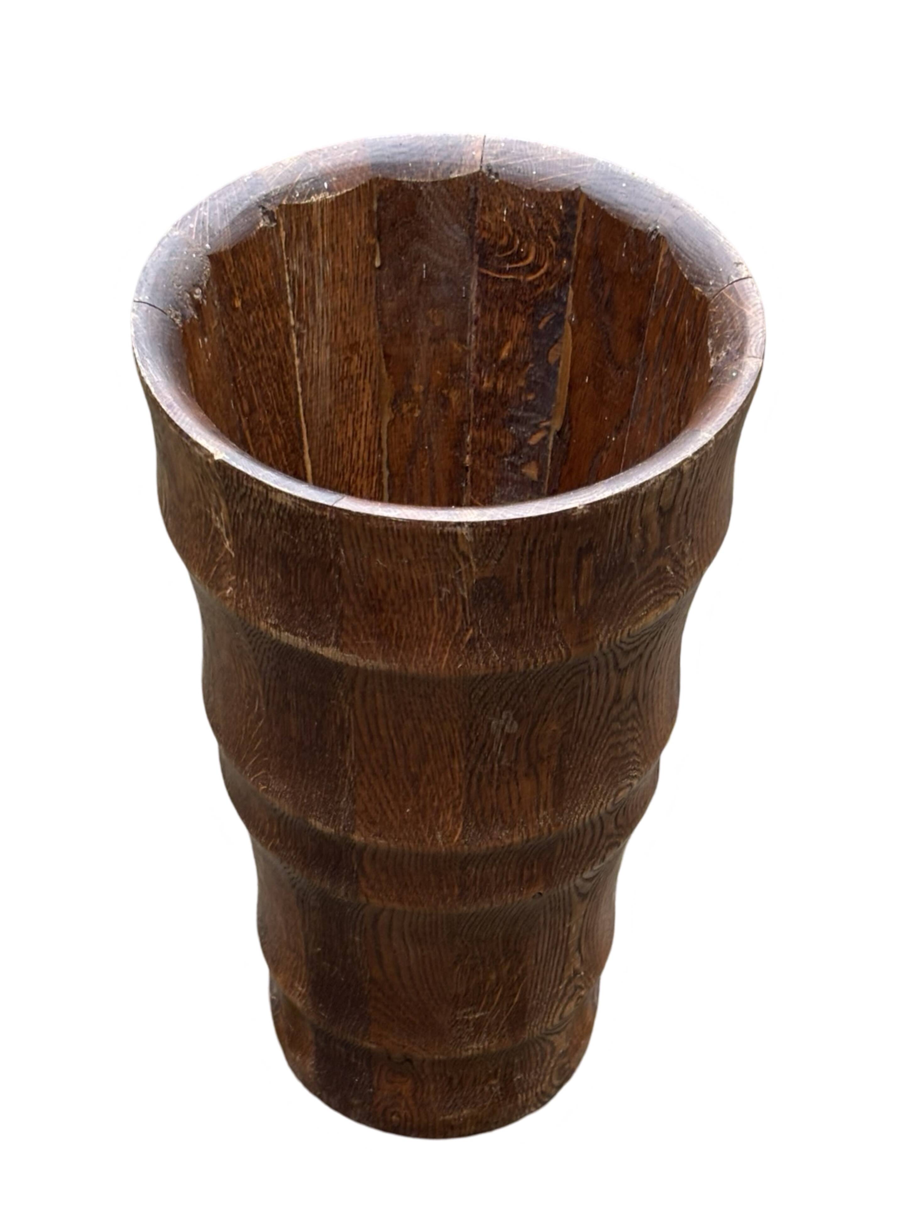 Vintage umbrella holder wooden basket storage 1960 minimalist design