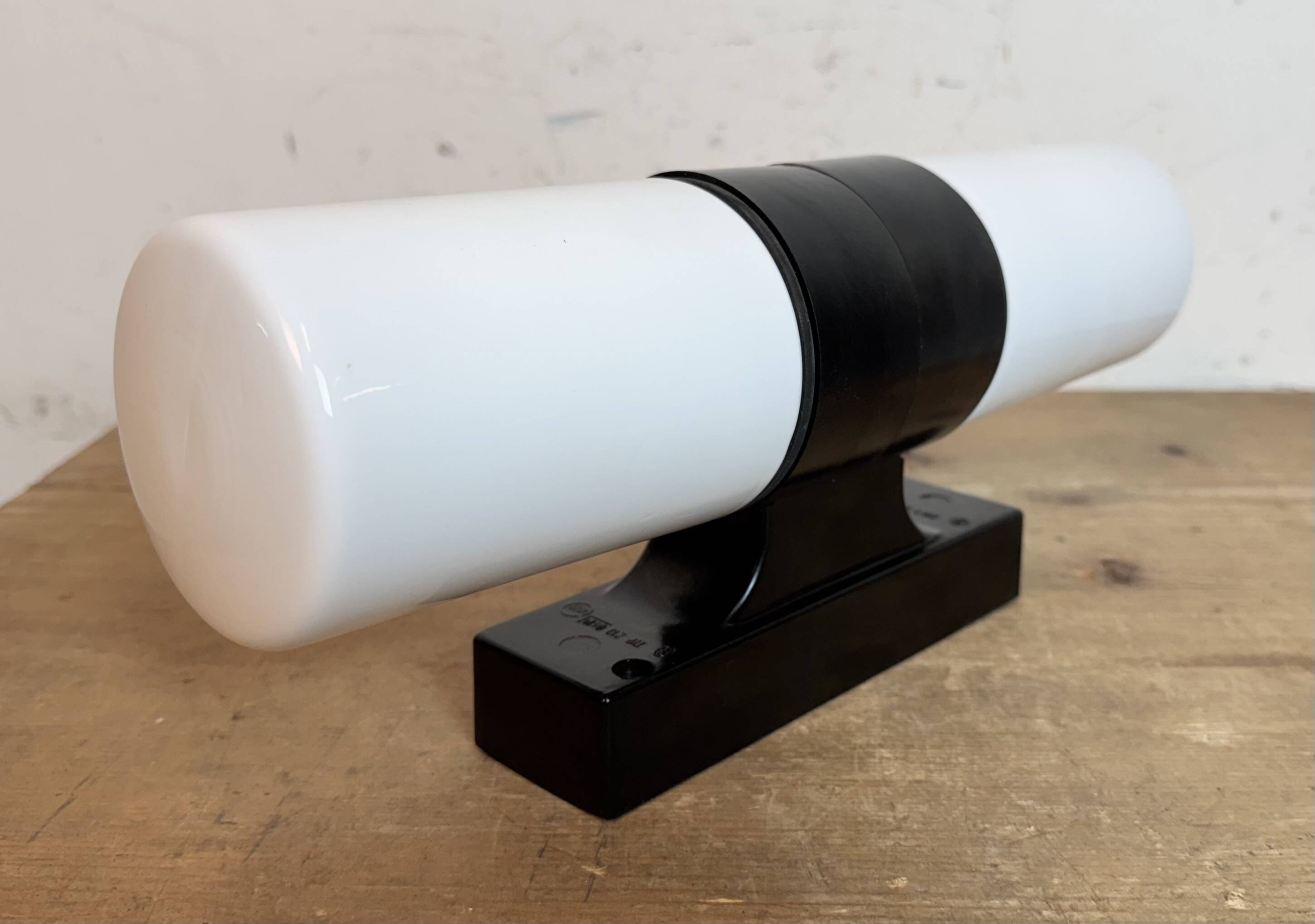 Industrial Brown Bakelite Wall Light with Milk Glass, 1960s