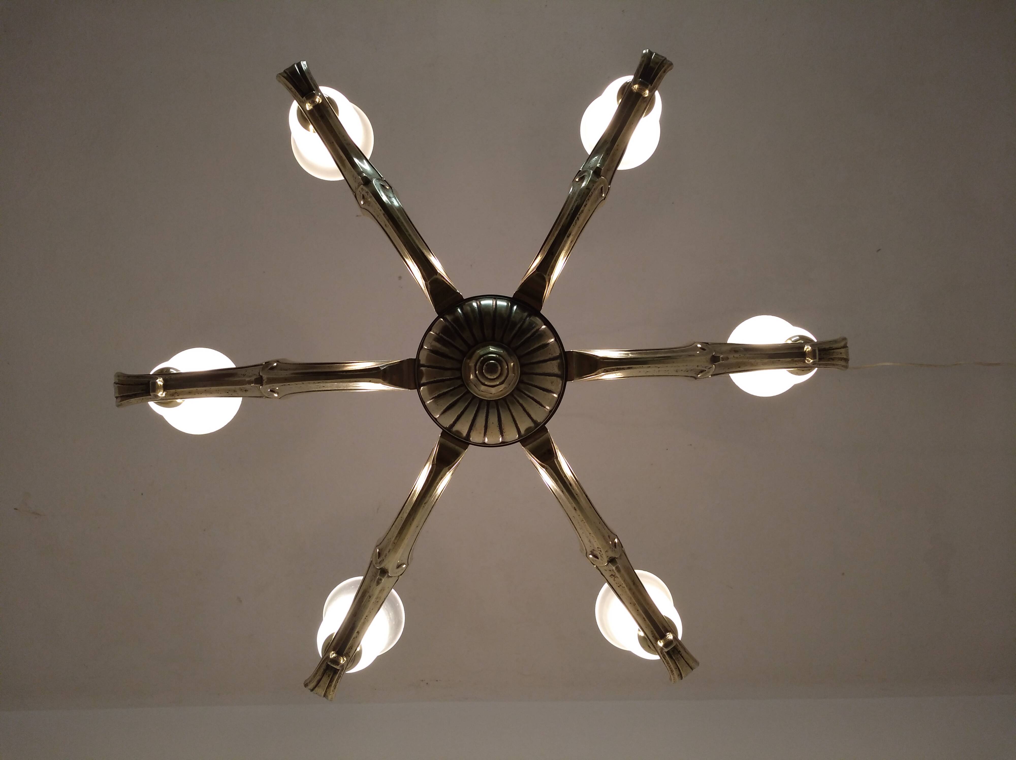 Art Deco bronze chandelier circa 1930