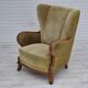 1960s, Danish armchair in original very good condition, furniture velour, oak wood.