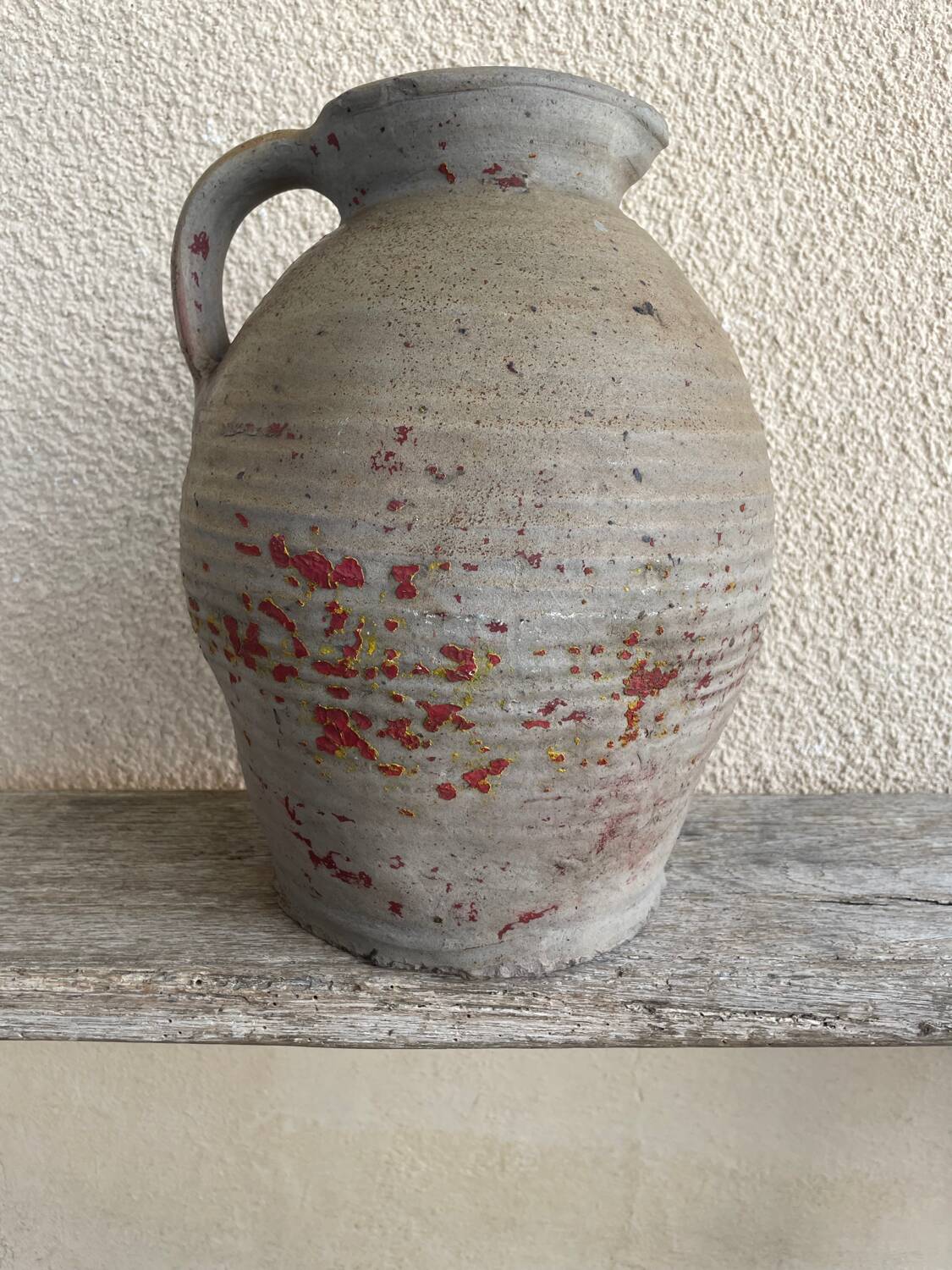 Antique small stoneware wine jug French wine oil ca