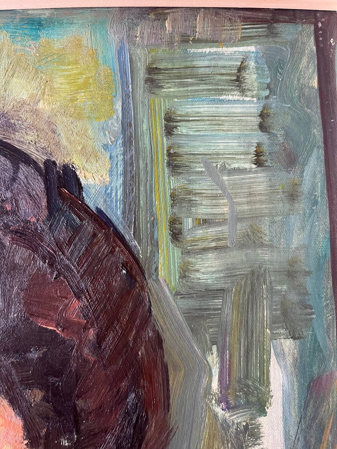 Young worker, oil on paper, mounted on cardboard