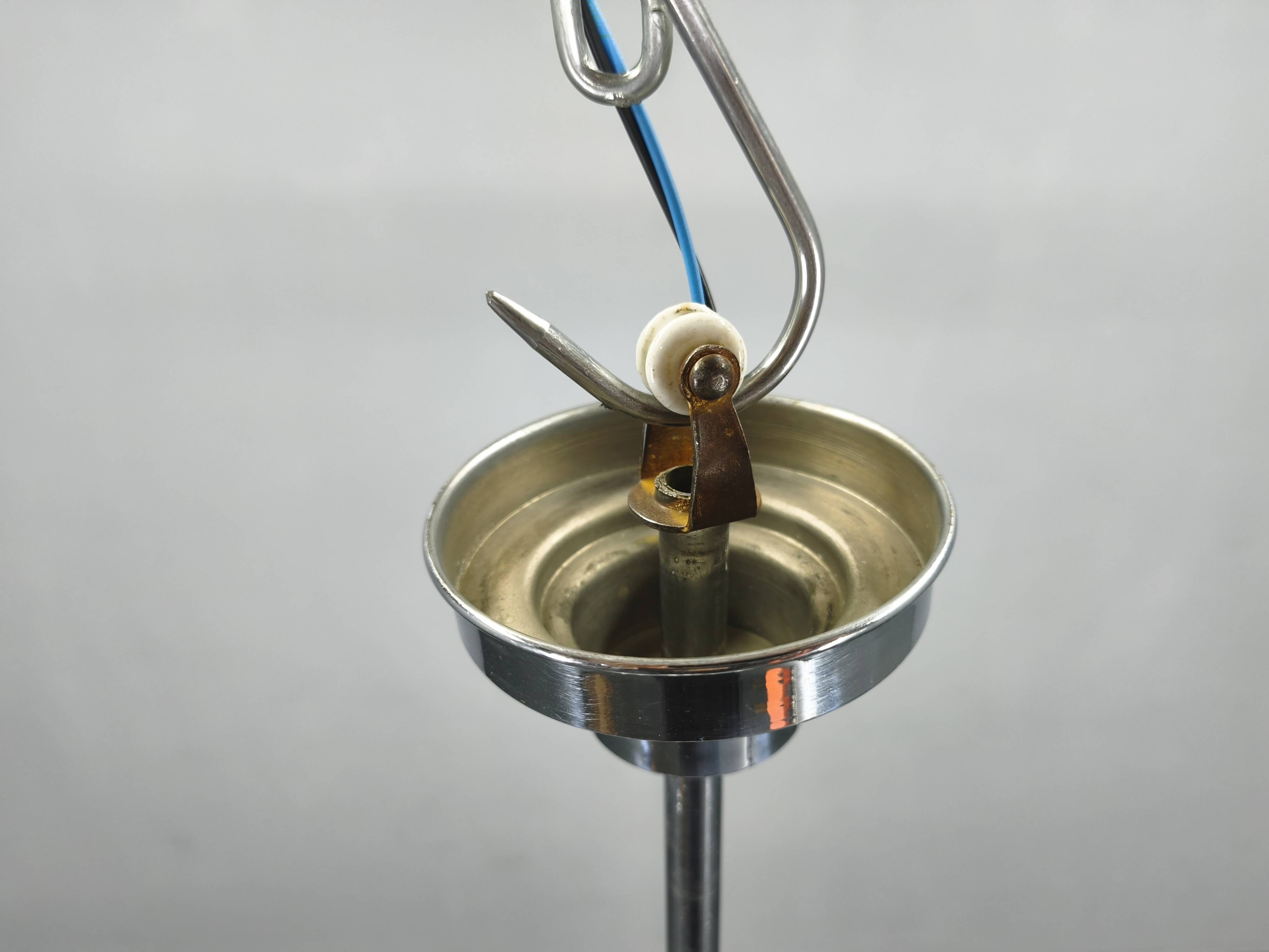 Art Deco Chandelier, Chrome, Walnut & Glass, 1930s