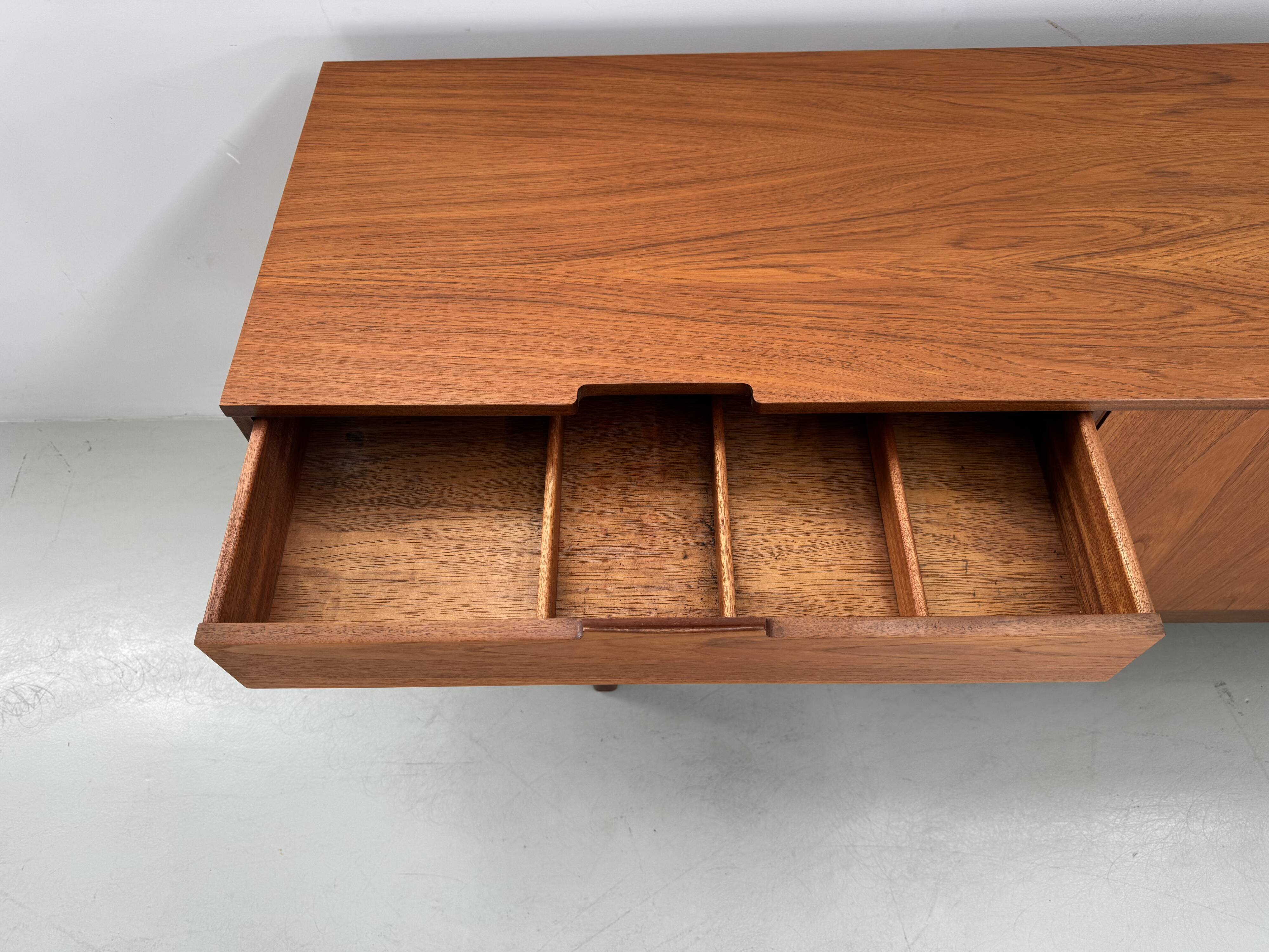 Unique vintage teak sideboard from the 1960s, produced by Nathan in the UK.