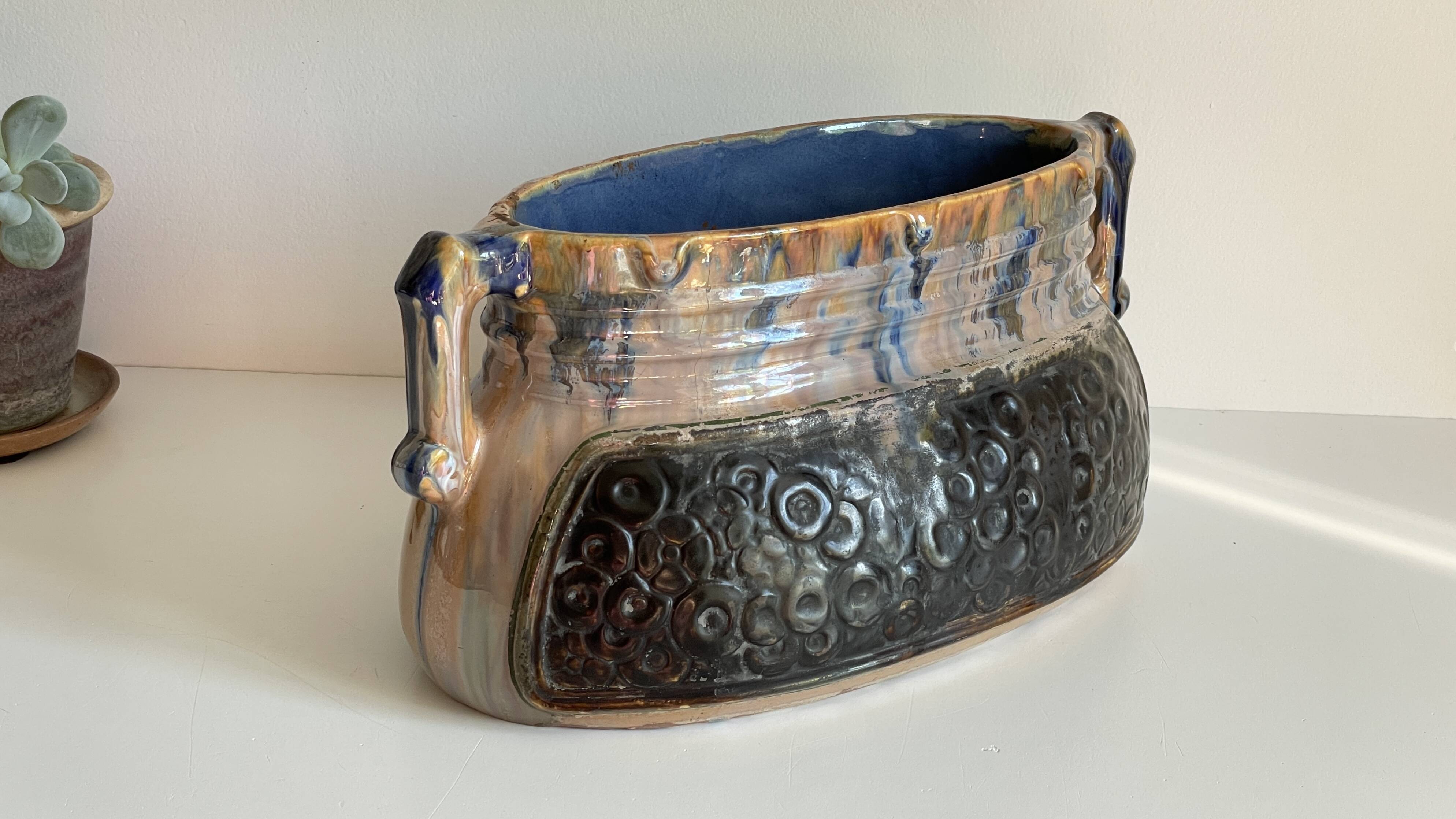 Vintage Barbotine Planter Cache-Pot