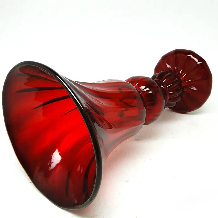 Vase, mid-century modern, red glass, designed by J. Słuczan-Orkusz, Poland, 1970s
