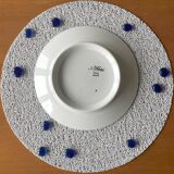 Old cake/mignardise dish on pedestal in Sarreguemines earthenware
