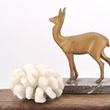 Art Deco gilded doe sculpture on marble base