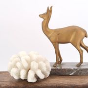 Art Deco gilded doe sculpture on marble base