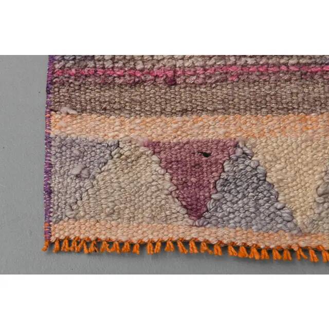 Vintage Turkish Hand-Knotted Wool Cotton Pink Runner Rug 95x309