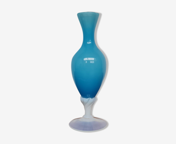 Vase en opaline bleu et blanc | Selency