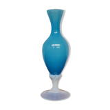 Blue and white opaline vase