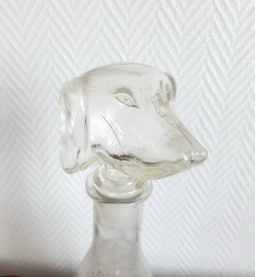 Dachshund dog carafe, Empoli glass, Italy 1960