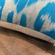 Vintage Silk Ikat Square Cushion Cover, Sky Blue White Arch Medallion 16x16
