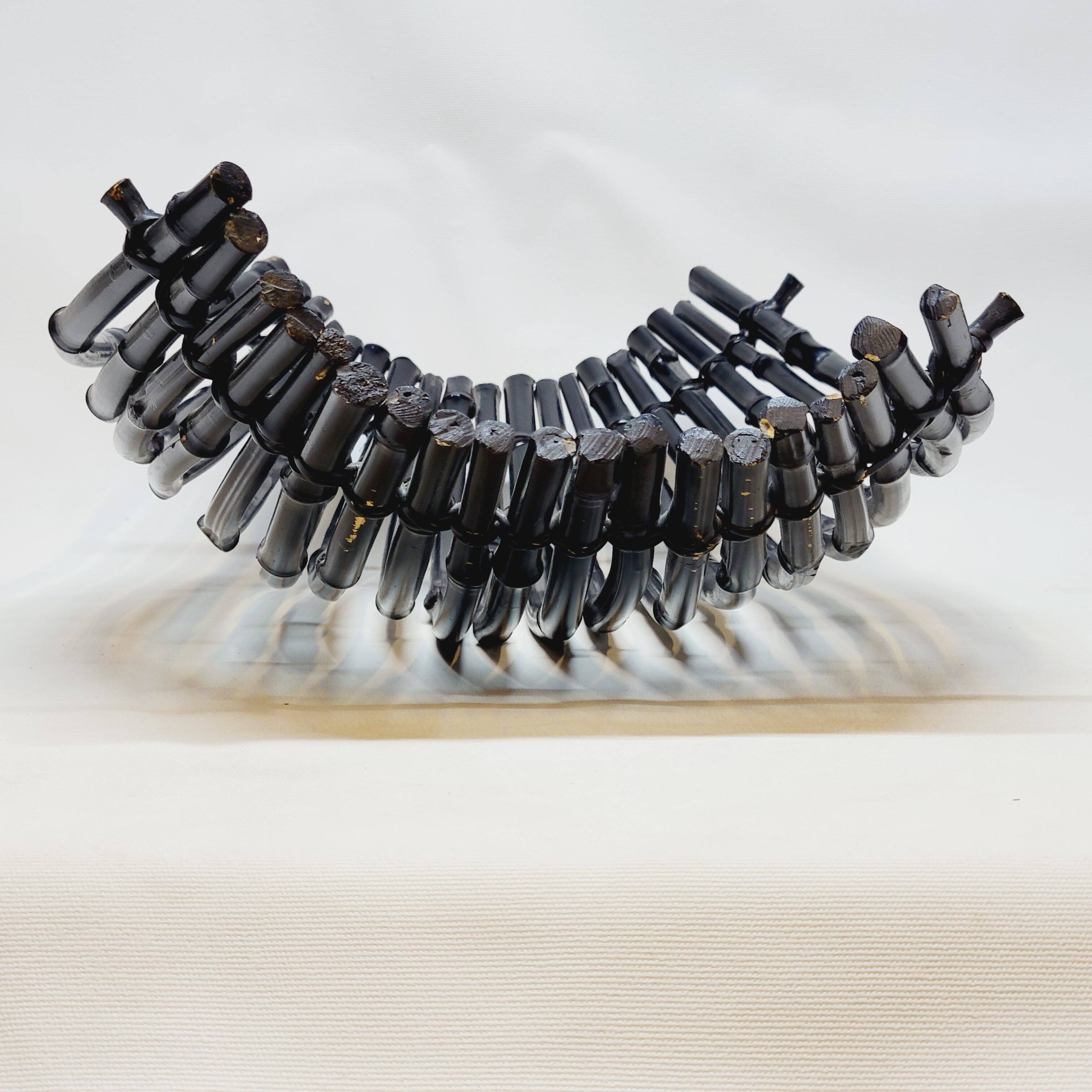 Large Vintage Black Bamboo Fruit Basket