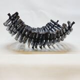 Large Vintage Black Bamboo Fruit Basket