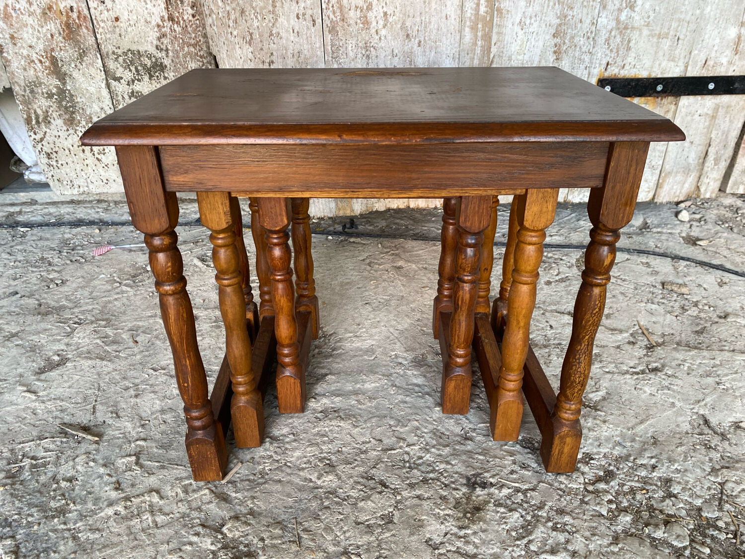 Set of 3 Vintage Turned Wood Nesting Tables