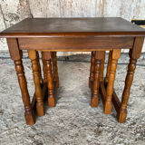 Set of 3 Vintage Turned Wood Nesting Tables