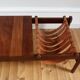 Table basse vintage palissandre et cuir Dujo Cuba 1970