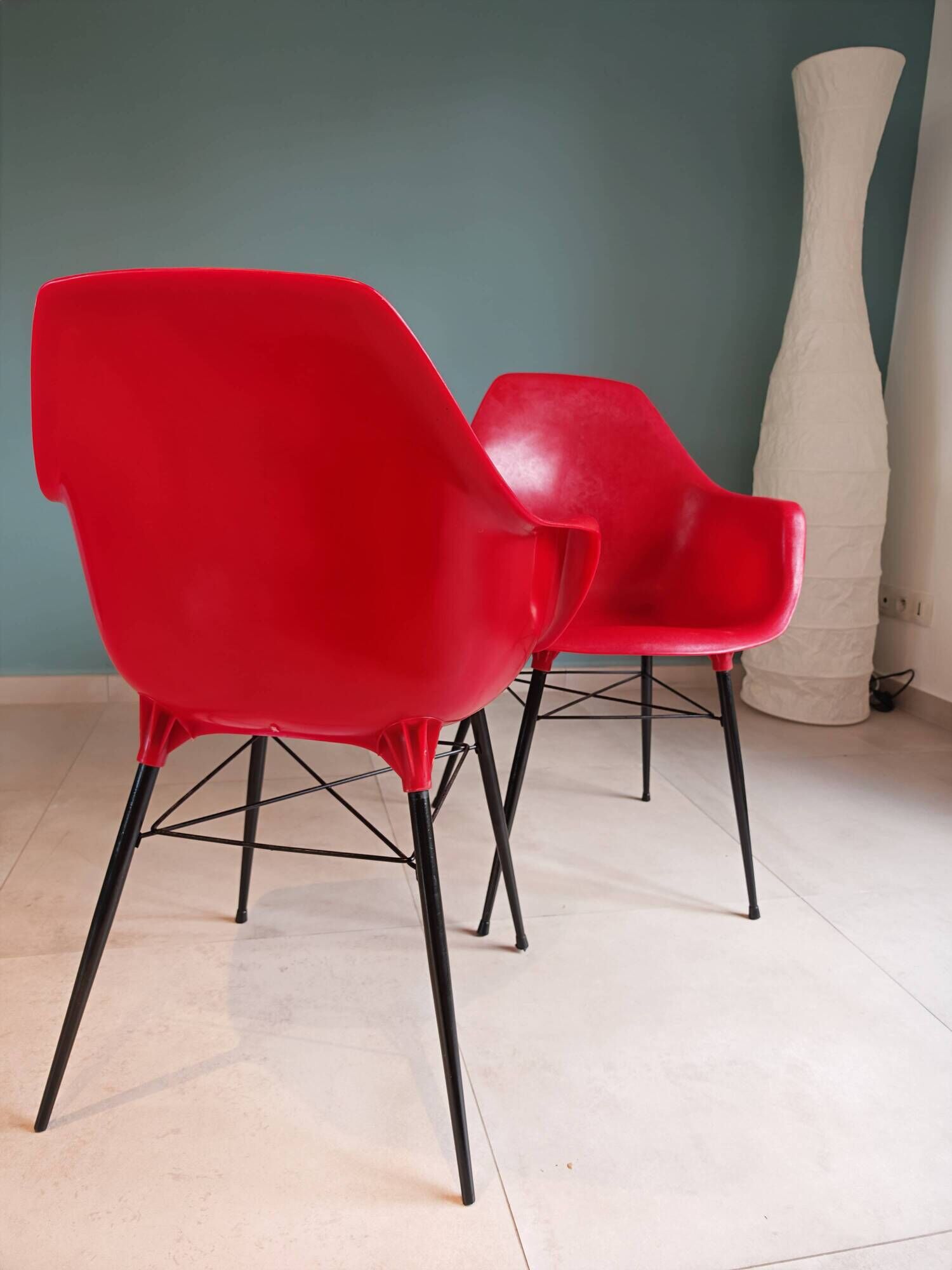 Pair of Vintage Space Age Red Armchairs 1970