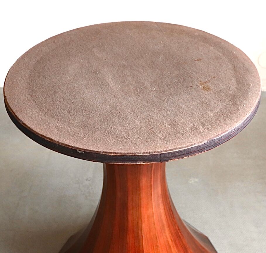 Marble and rosewood round dining table