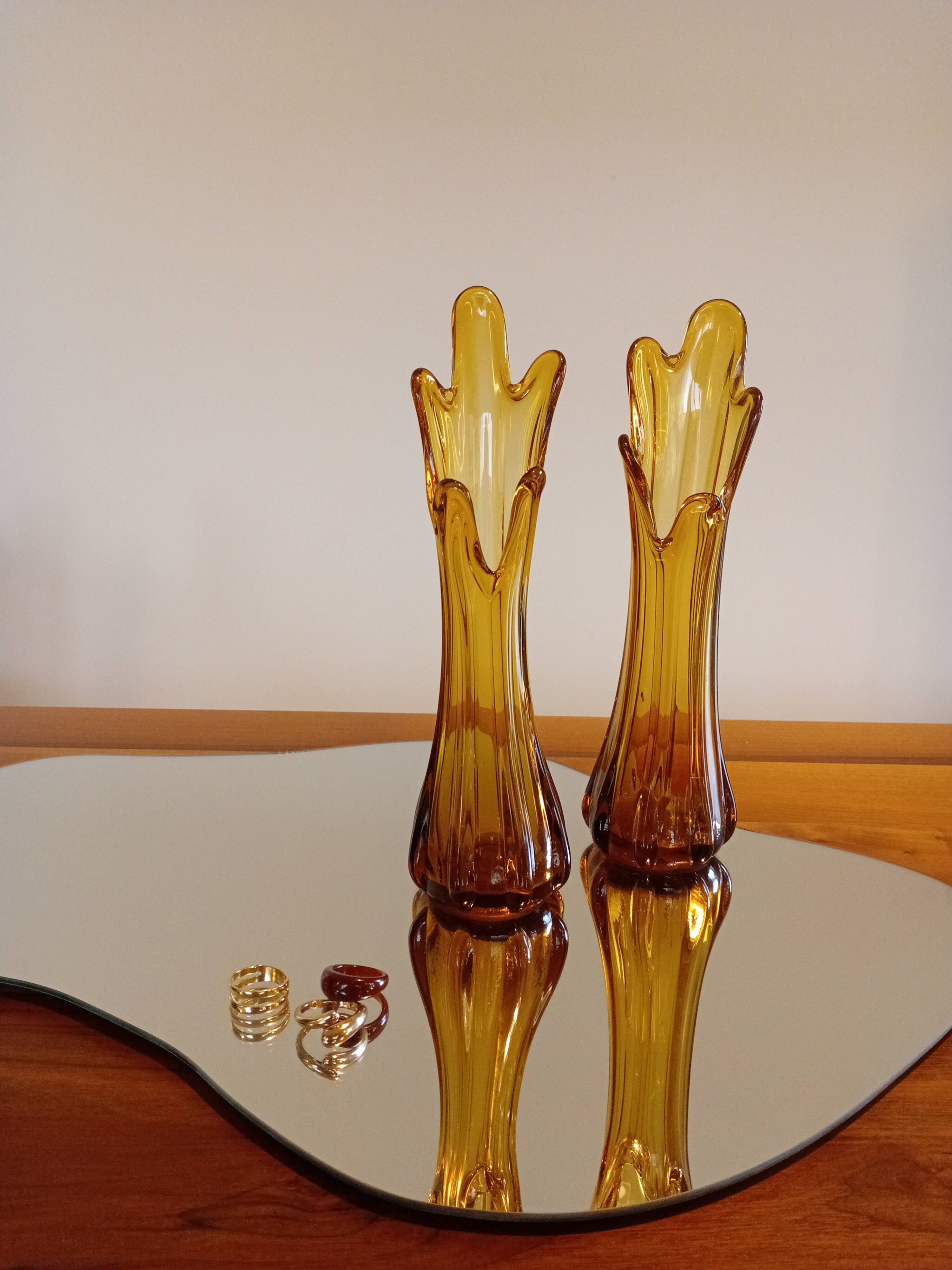 Amber glass vase