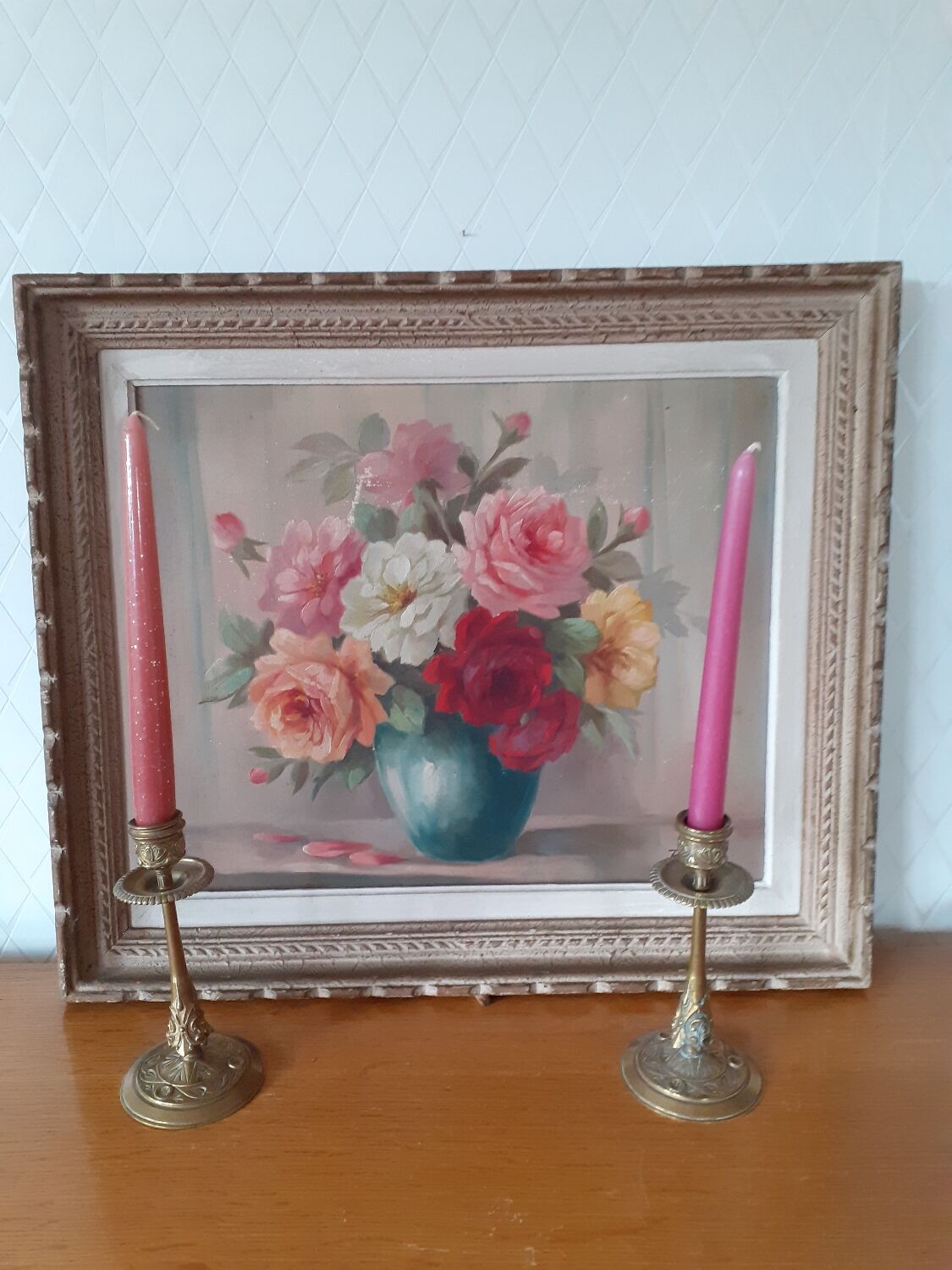 Tableau nature morte bouquet de roses