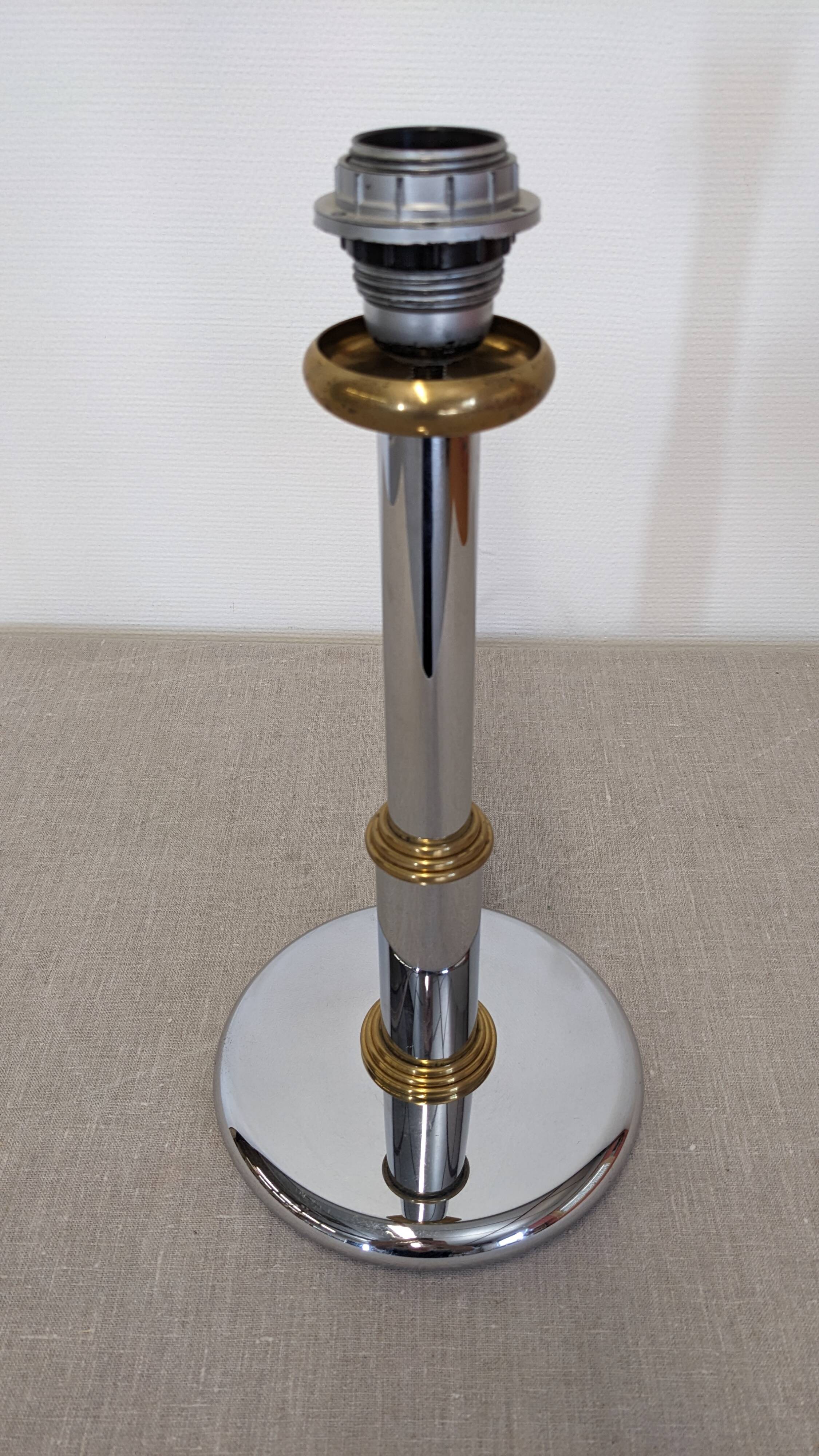 Hollywood Regency lamp base in chrome brass, France circa 1970.
