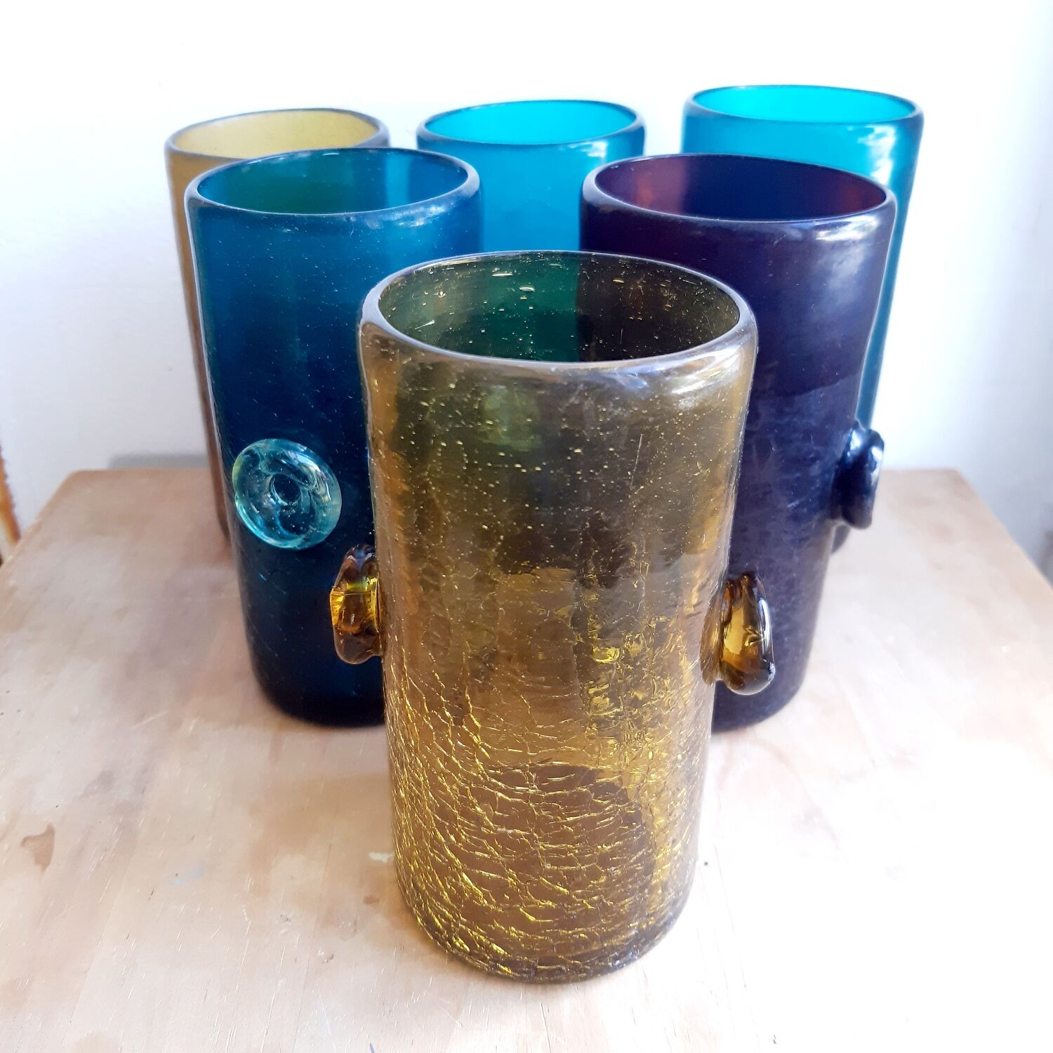 6 very old blown glasses