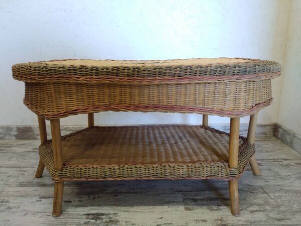 Méridienne en rotin avec table basse