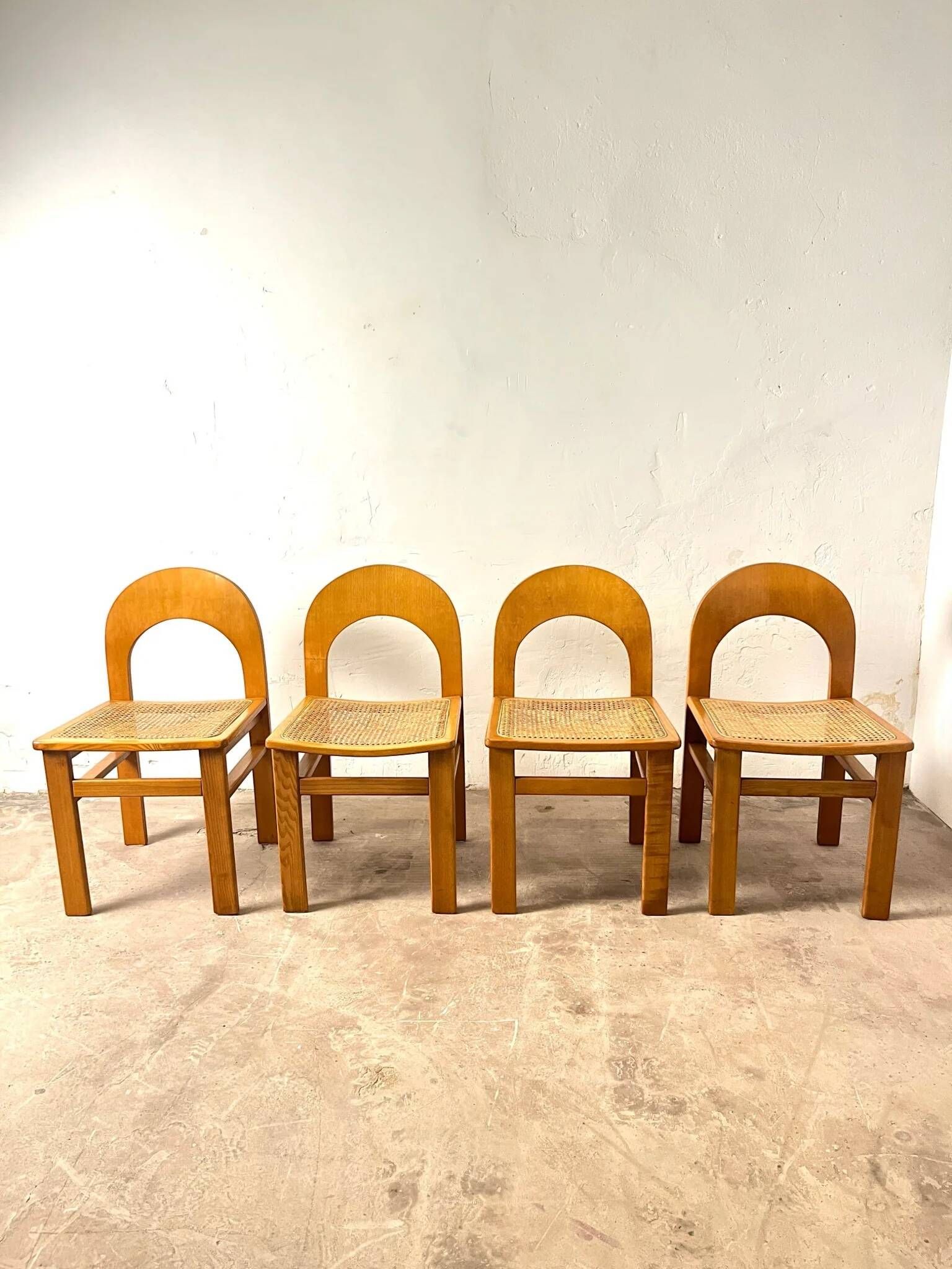 Set of 4 caned chairs Arcadia by Tagliabue di Cascina Armata, 1970-80.