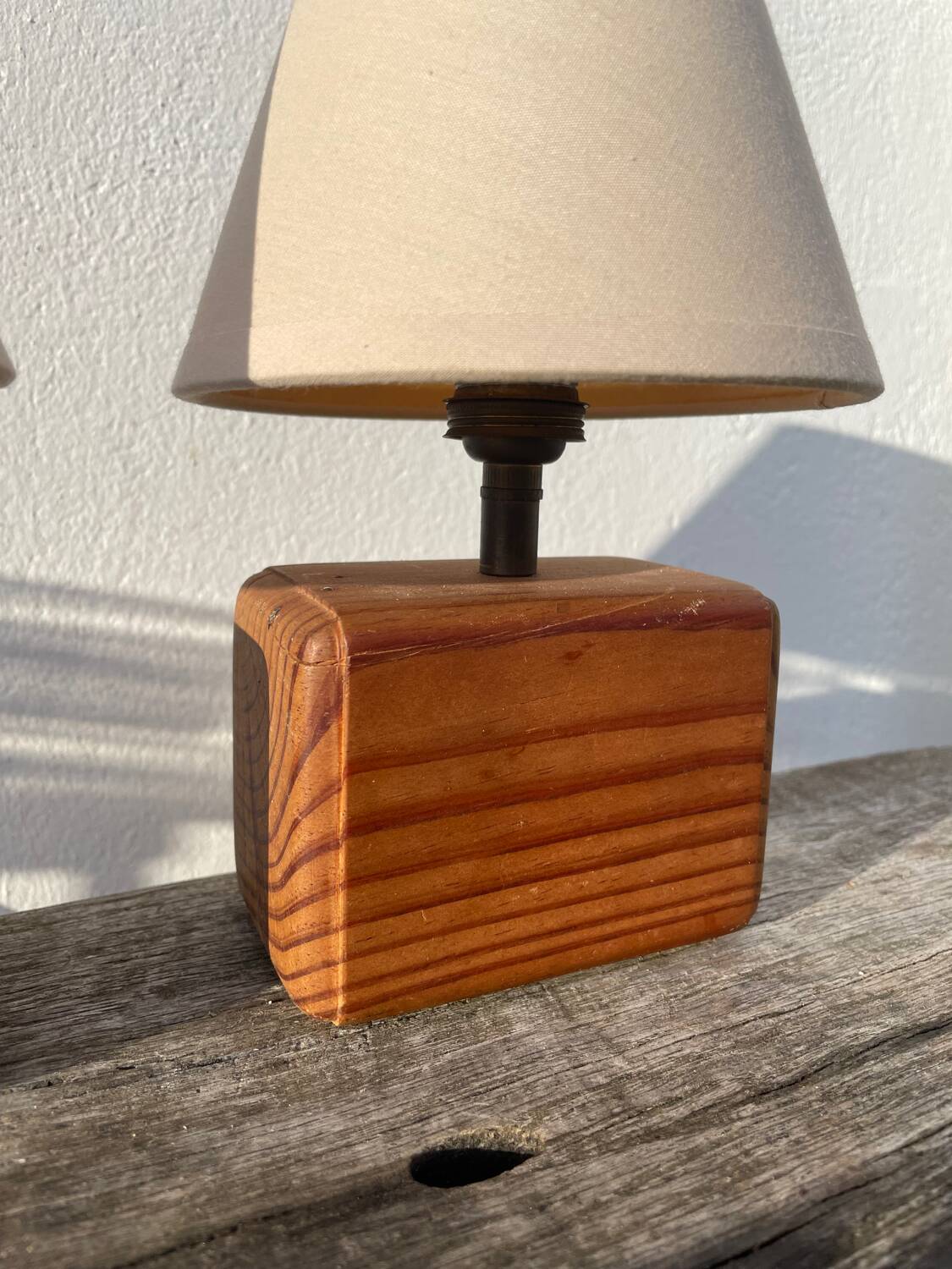 Paire de lampes chevet en bois
