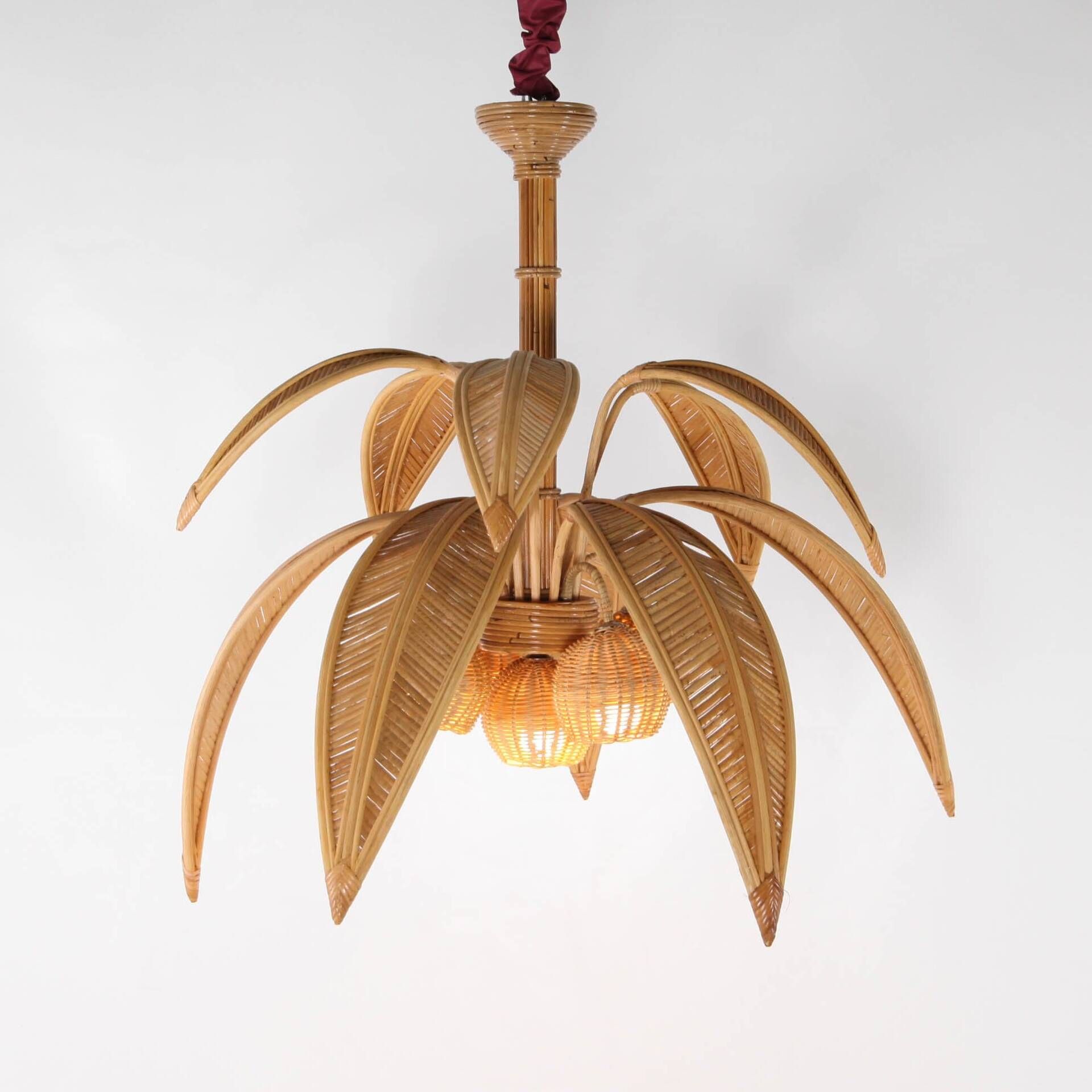 Lustre « cocotier/palmier » en rotin