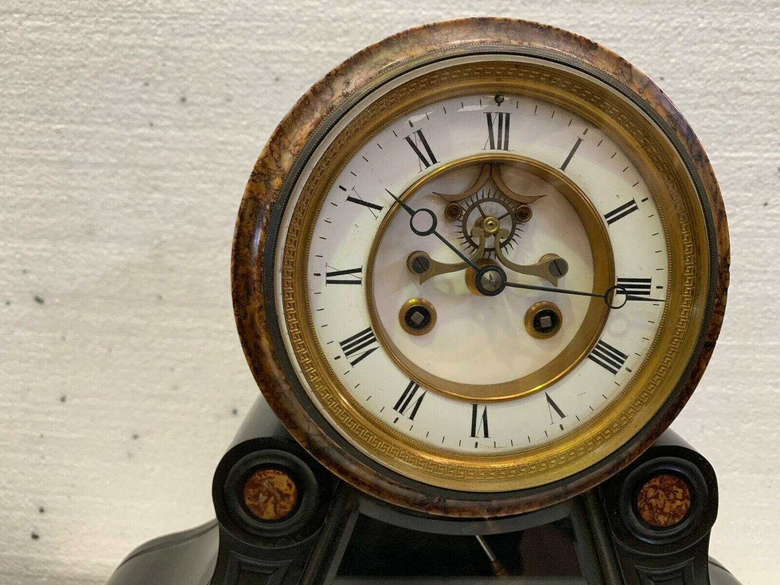 Napoleon III clock in black marble Pendulum Pendulum with mercury XIX century