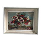 Tableau huile sur toile aux anémones