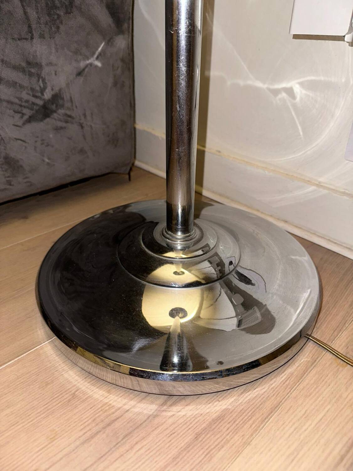 Vintage art deco floor lamp, chrome metal, France 1930