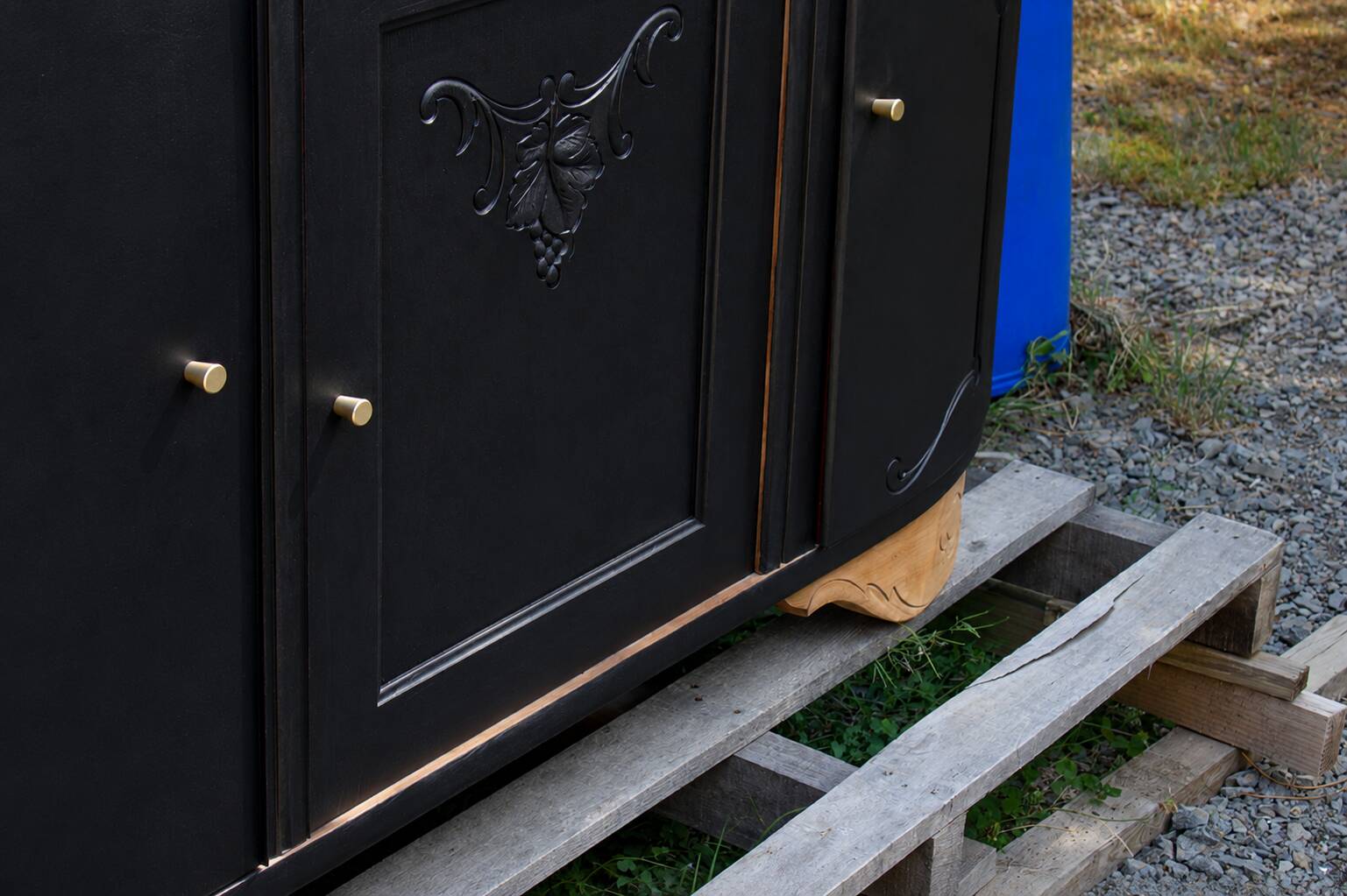 Art Deco buffet with 3 doors in black – Original marble