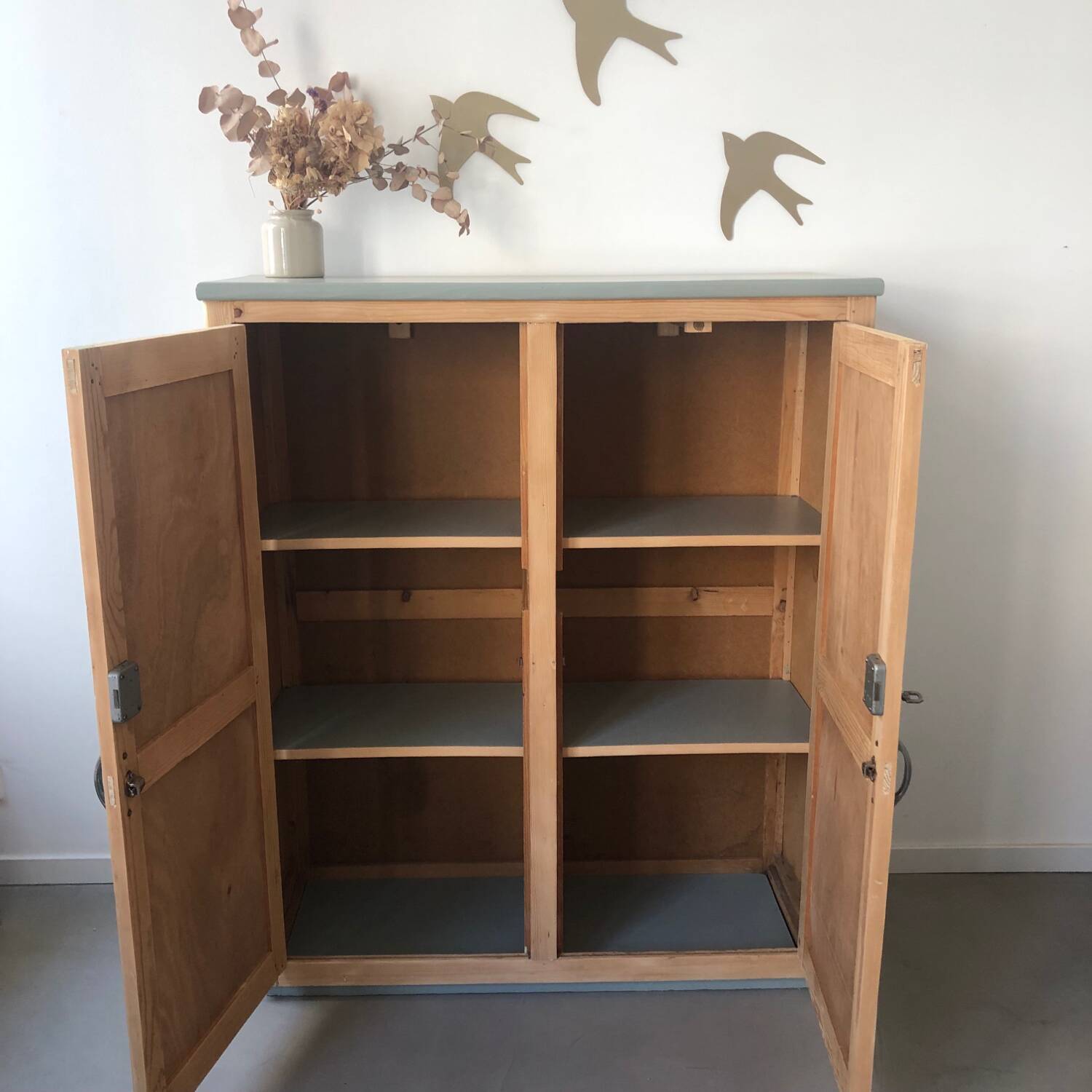 Verdigris two-door wardrobe