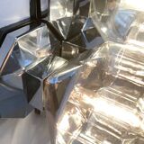 Vintage German wall or ceiling lamp in chrome and glass, space age design by Motoko Ishii for Staff.