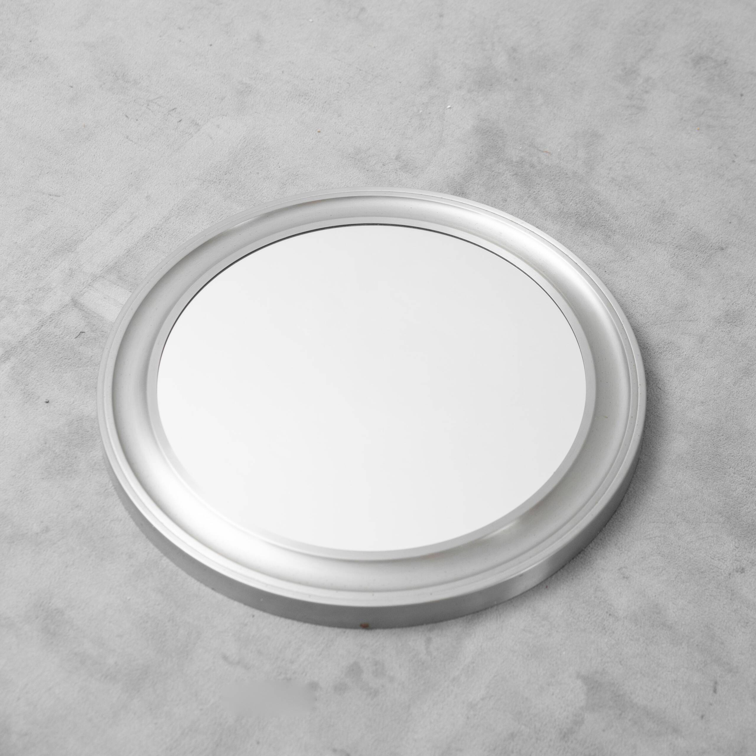 Round vintage metal mirror Pizzi 1970s modernism