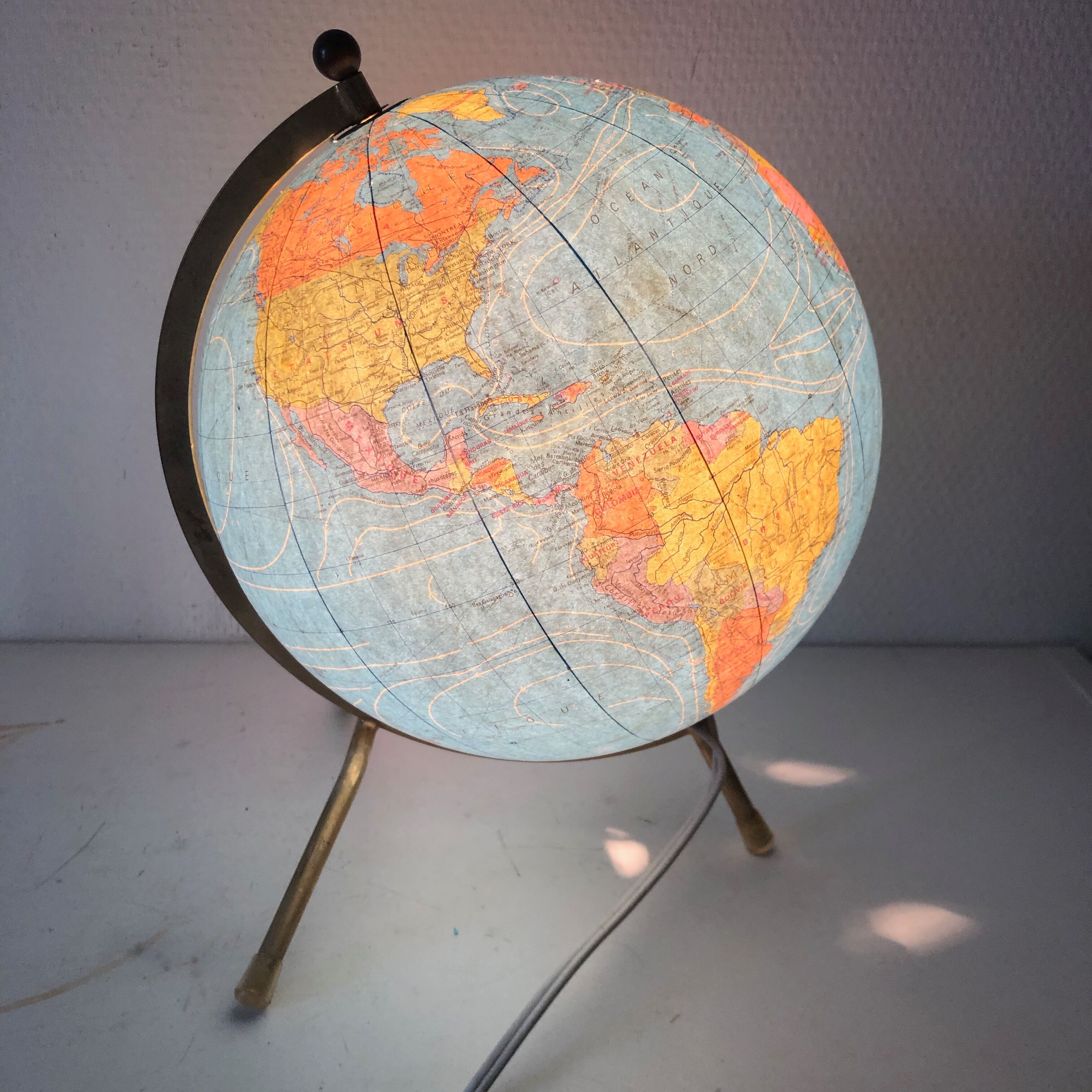 Glass globe tripod 28cm, Taride vintage, 1971