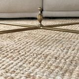 Coffee table in brass and green marble